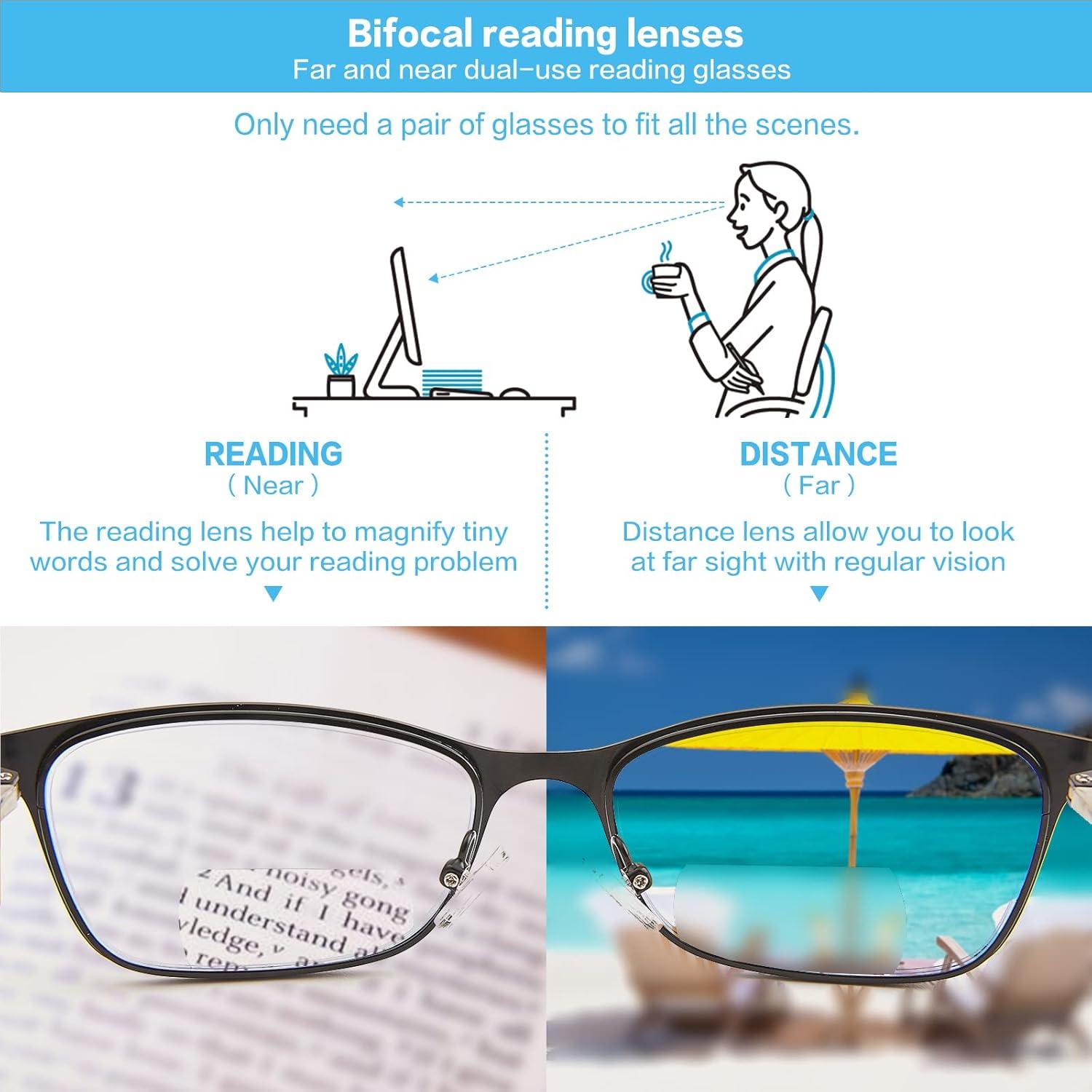 Gafas de lectura bifocales LKEYE 2 pares con bloqueo luz azul
