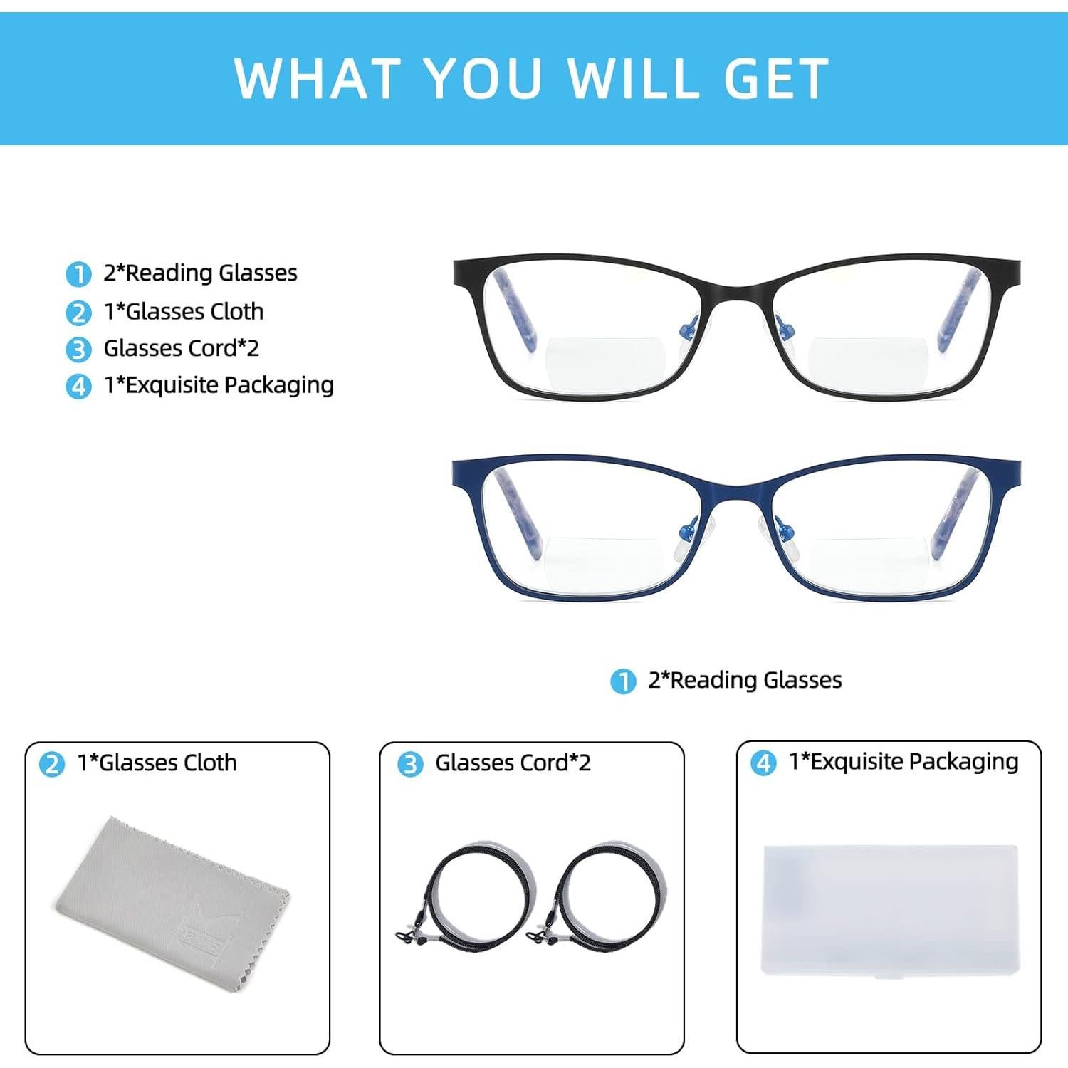 Gafas de lectura bifocales LKEYE 2 pares con bloqueo luz azul