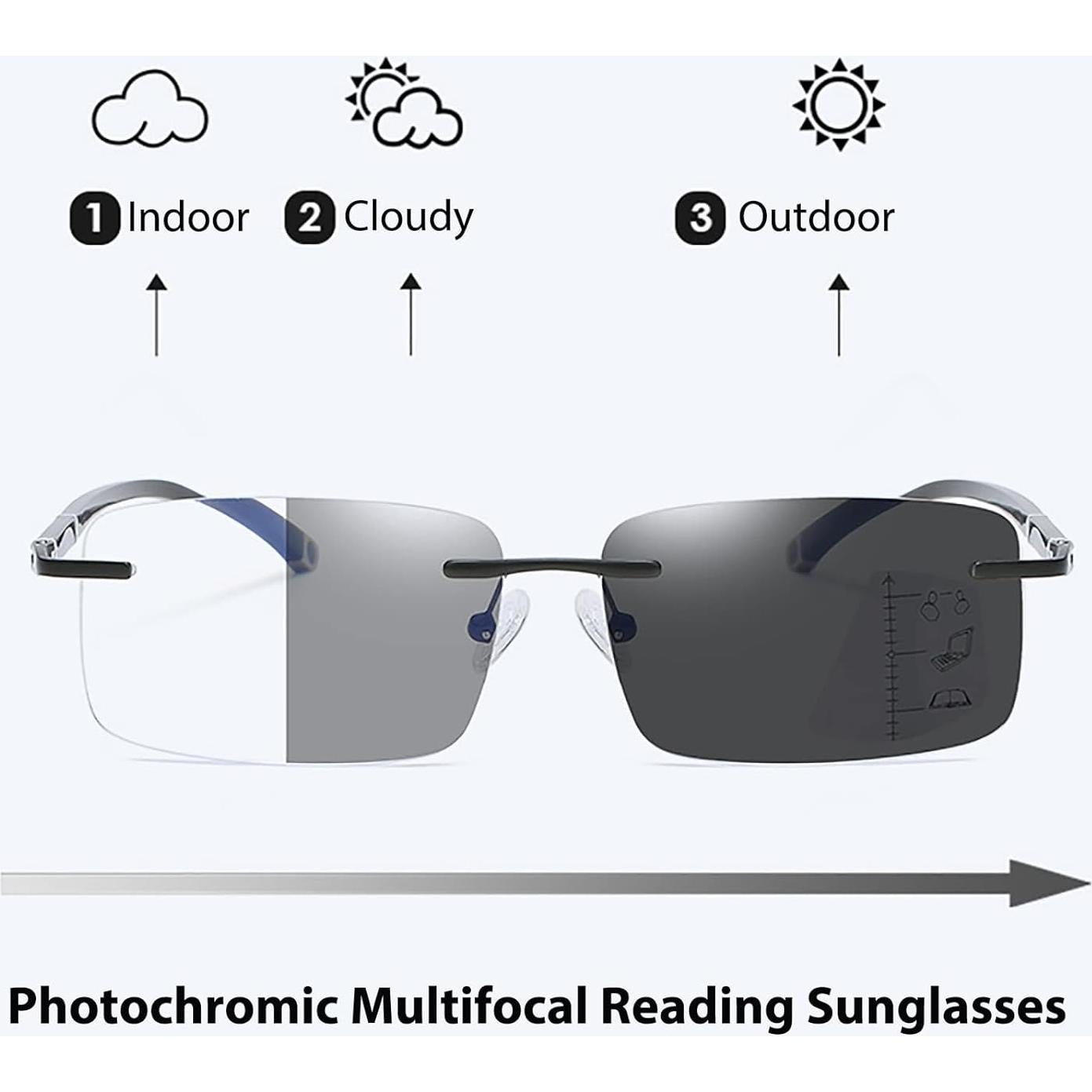 Gafas de lectura progresivas fotoquímicas 2.5x para adultos