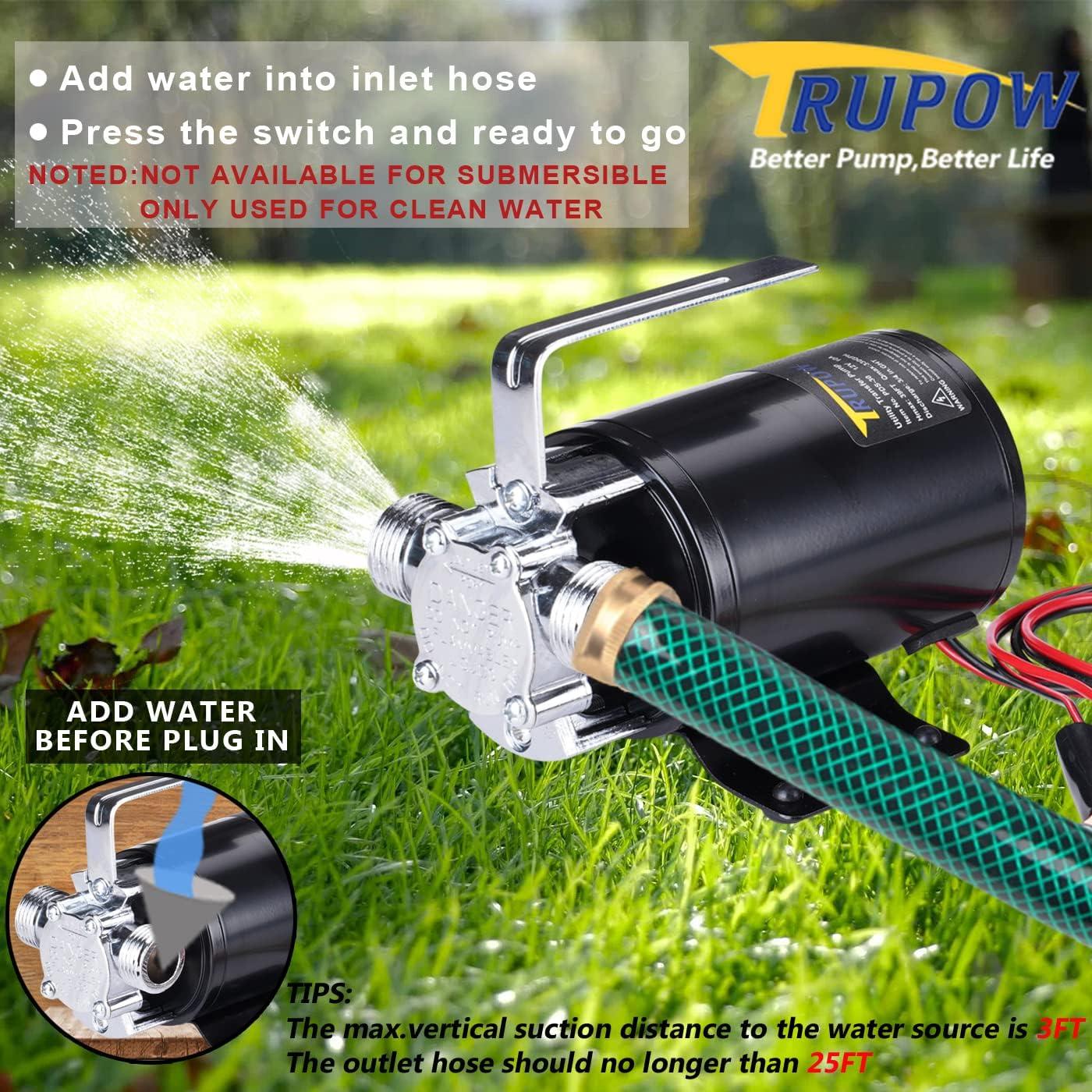 Bomba de Agua Eléctrica Portátil TRUPOW 12V 330GPH Acero Inoxidable