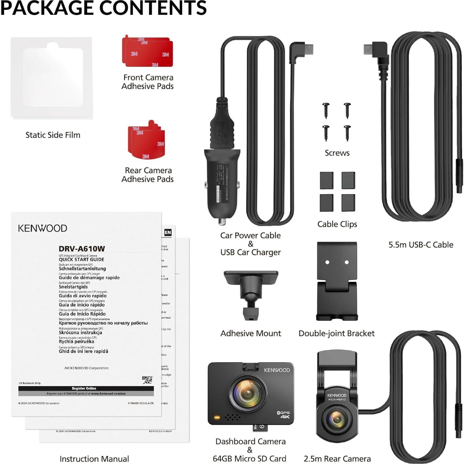 Cámara de Tablero KENWOOD DRV-A610WDP 4K/2K GPS Dual