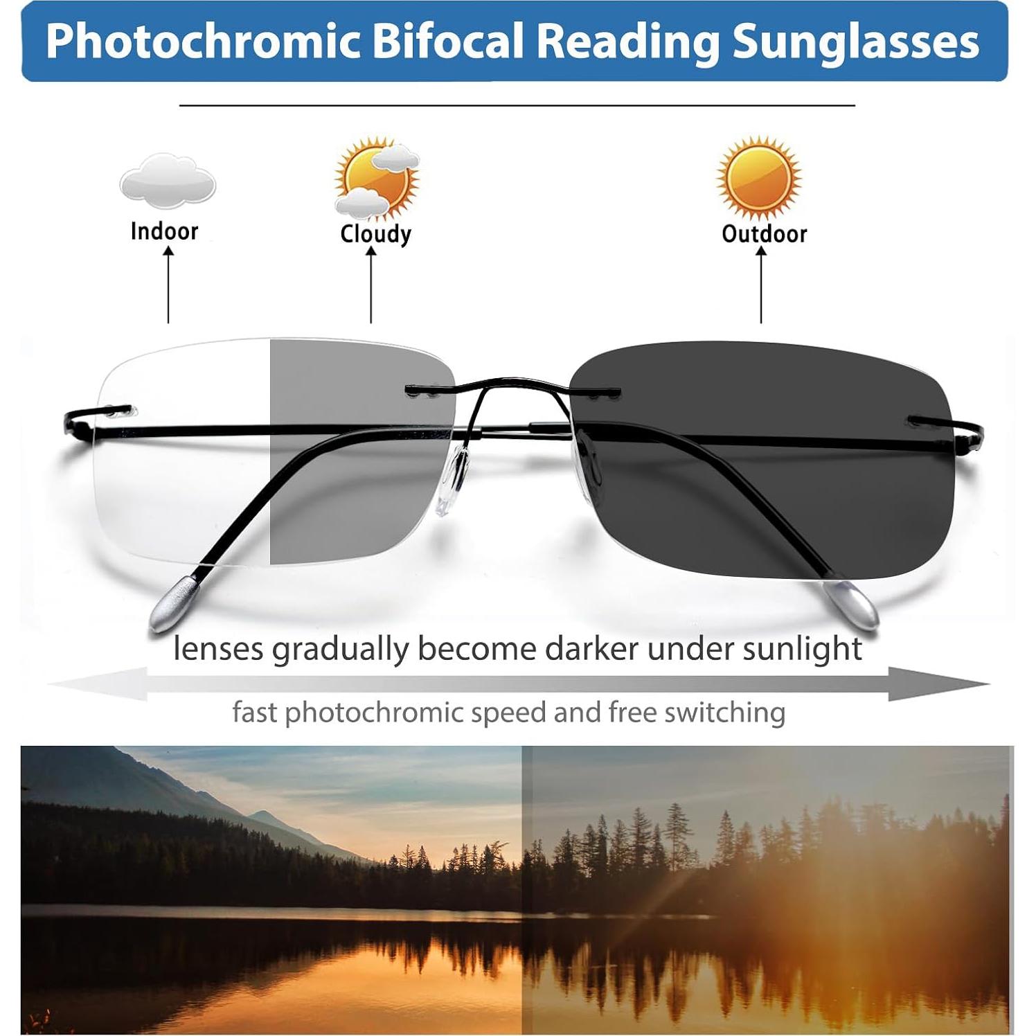 Gafas de lectura bifocales KISSOUL fotocromáticas 2.5x