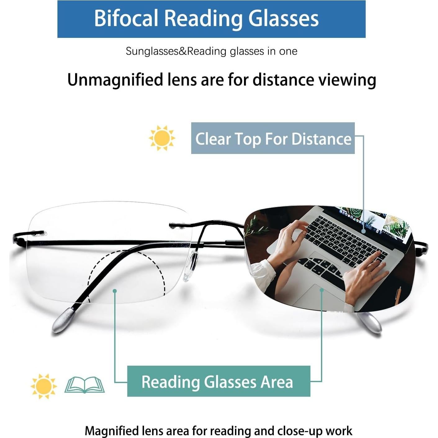 Gafas de lectura bifocales KISSOUL fotocromáticas 2.5x