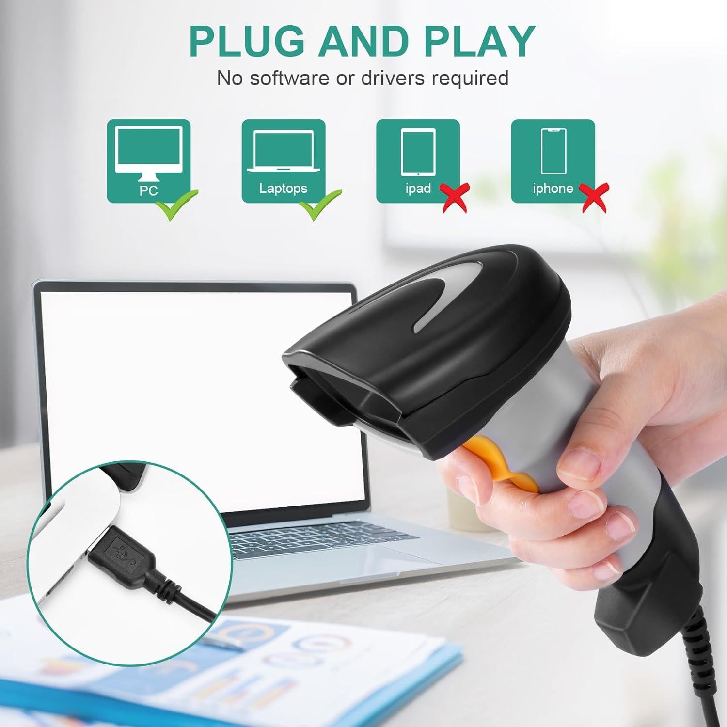 Escáner de Código de Barras ONEWSCAN USB 1D 2D Automático