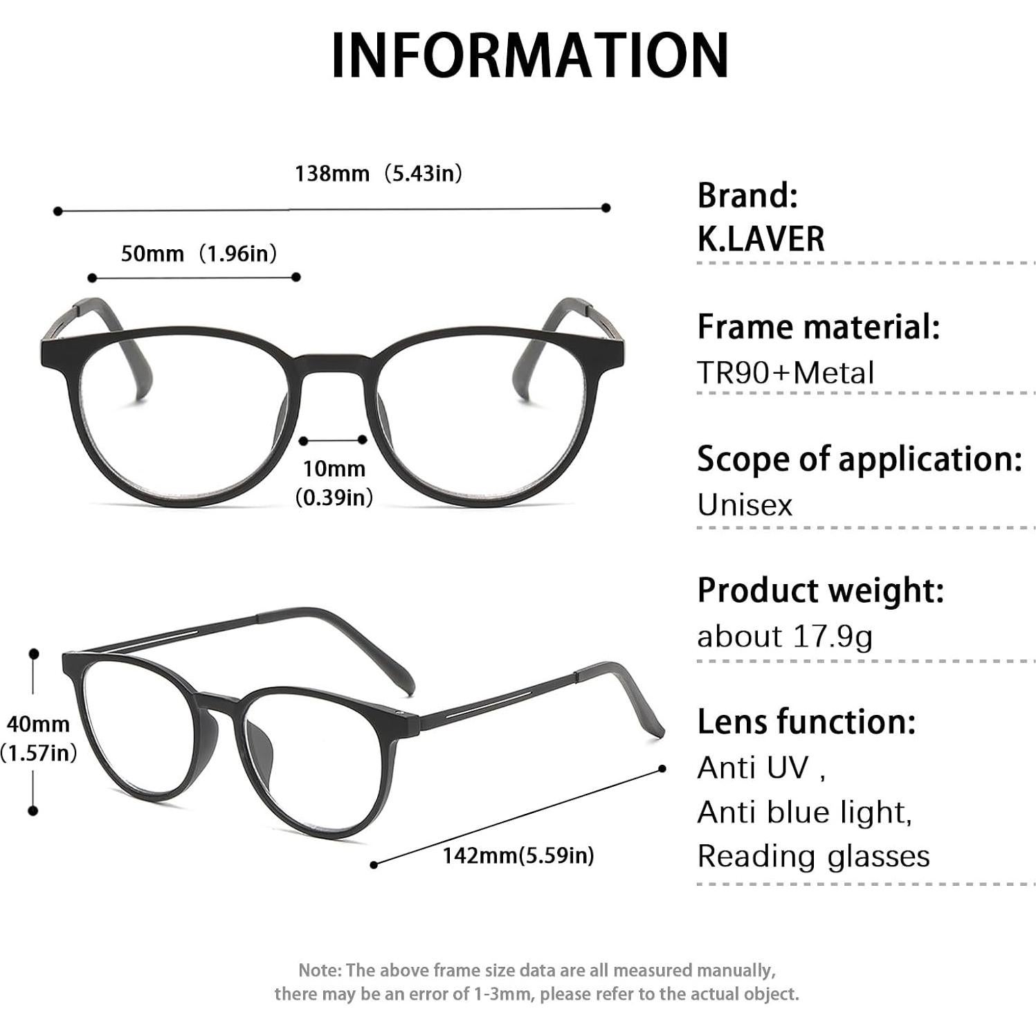 Gafas de lectura progresivas K.LAVER 3.0x anti-UV400