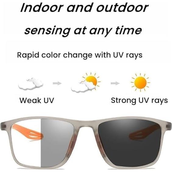 Reading Glasses for Men, Photochromic Multifocal Sports Ultra-Light Anti-Blue Light Glasses