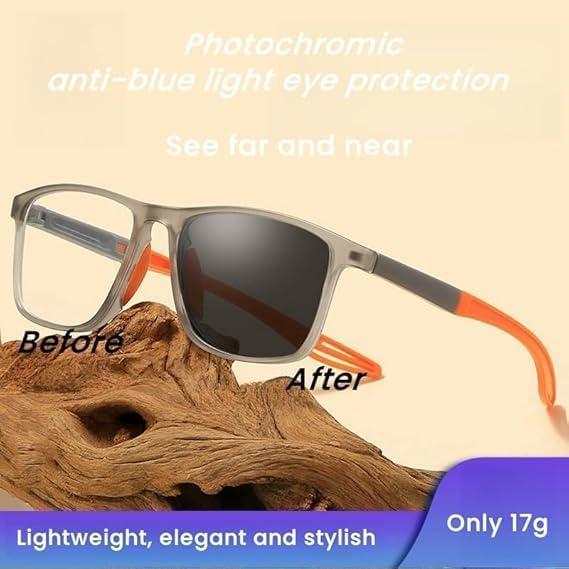 Reading Glasses for Men, Photochromic Multifocal Sports Ultra-Light Anti-Blue Light Glasses