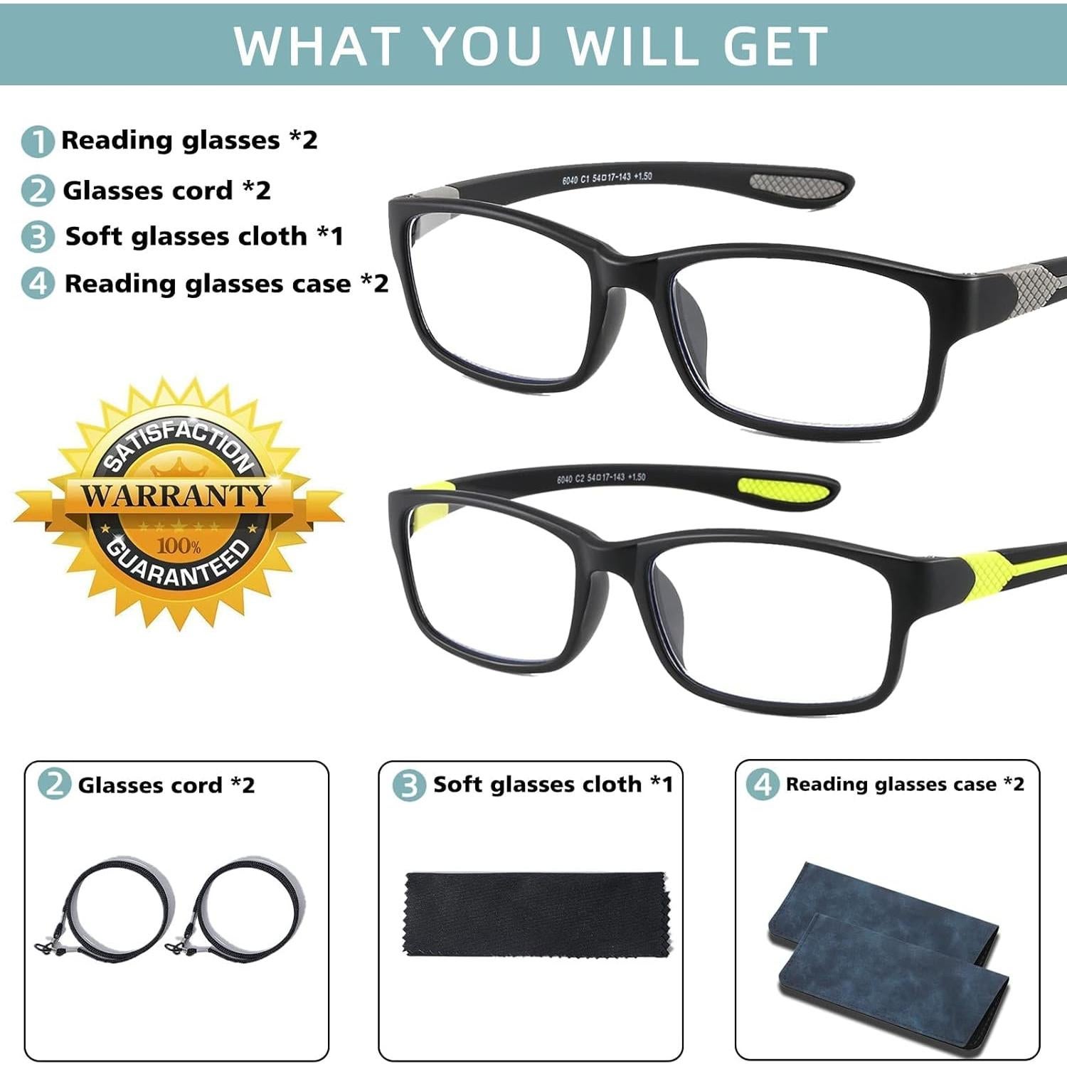 Gafas de lectura fotoquímicas Sunamoy +2.5 Dioptrías con luz azul