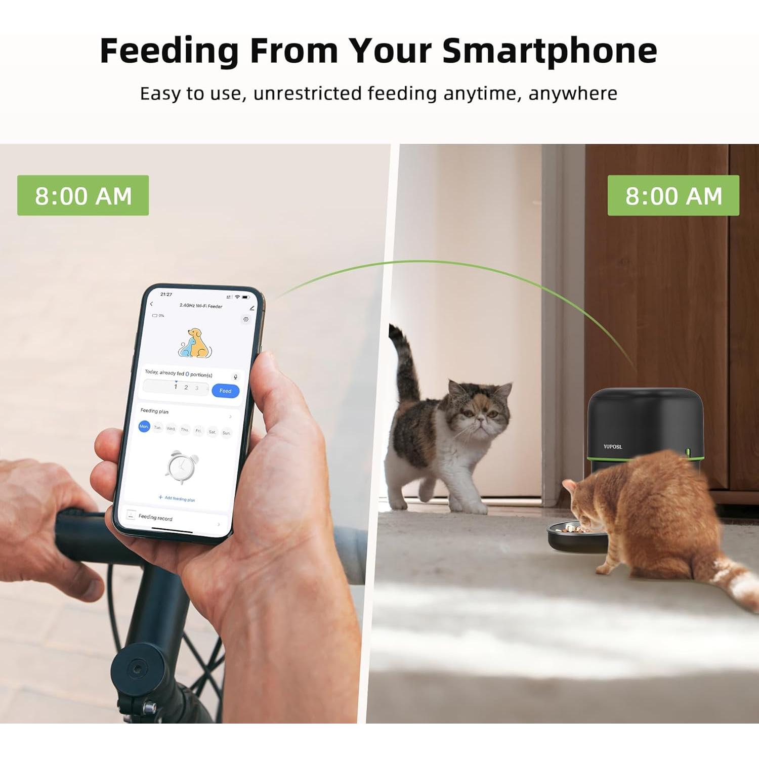 Dispensador Automático de Comida para Gatos Yuposl 2L WiFi
