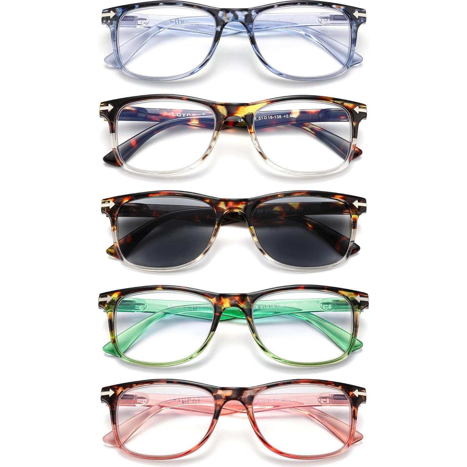 Pack de 5 Gafas de Lectura Cuadradas con Bloqueo Luz Azul