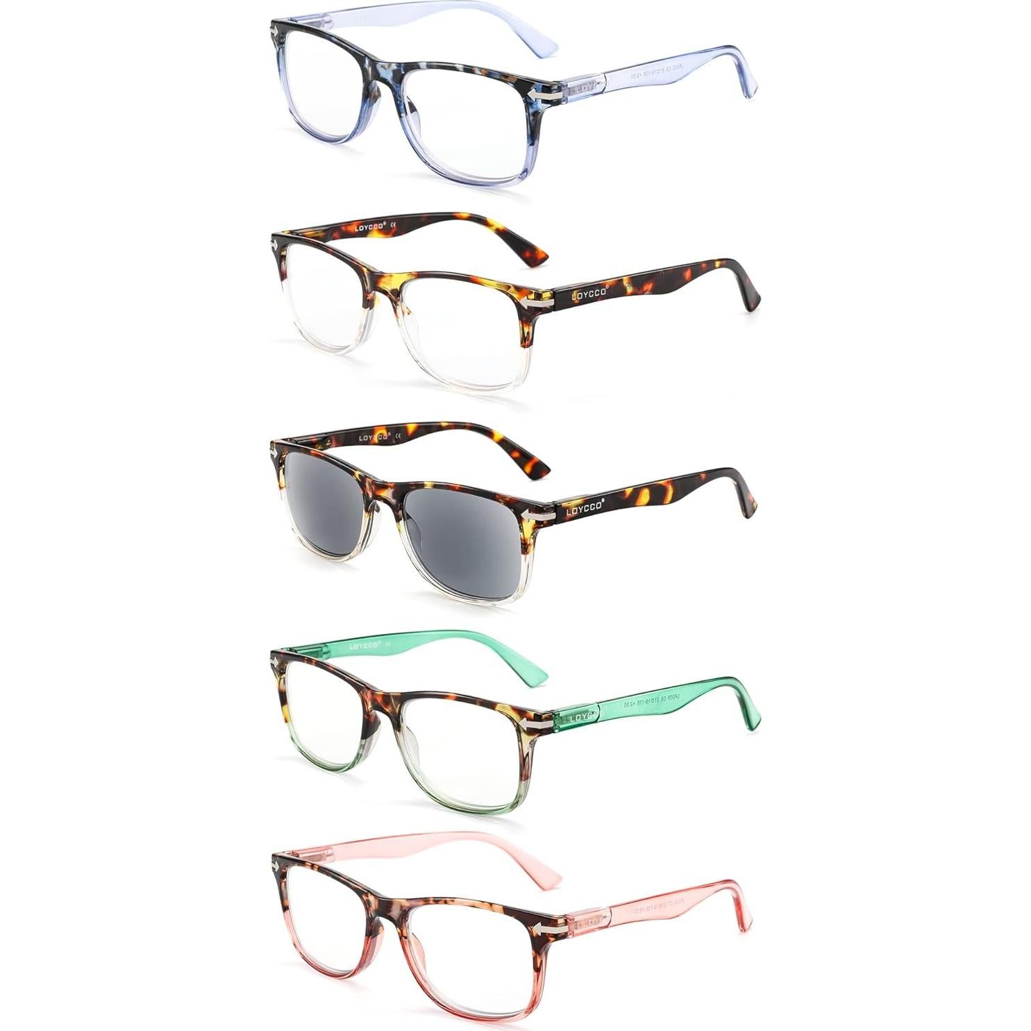 Pack de 5 Gafas de Lectura Cuadradas con Bloqueo Luz Azul