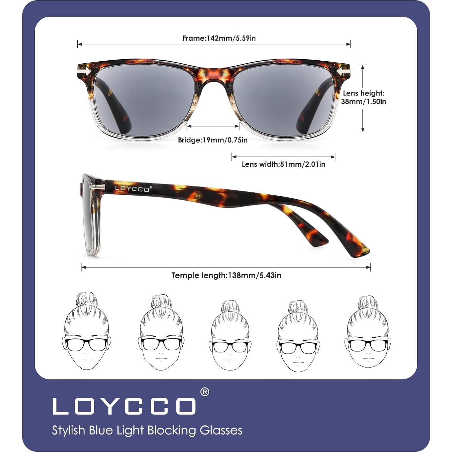 Pack de 5 Gafas de Lectura Cuadradas con Bloqueo Luz Azul