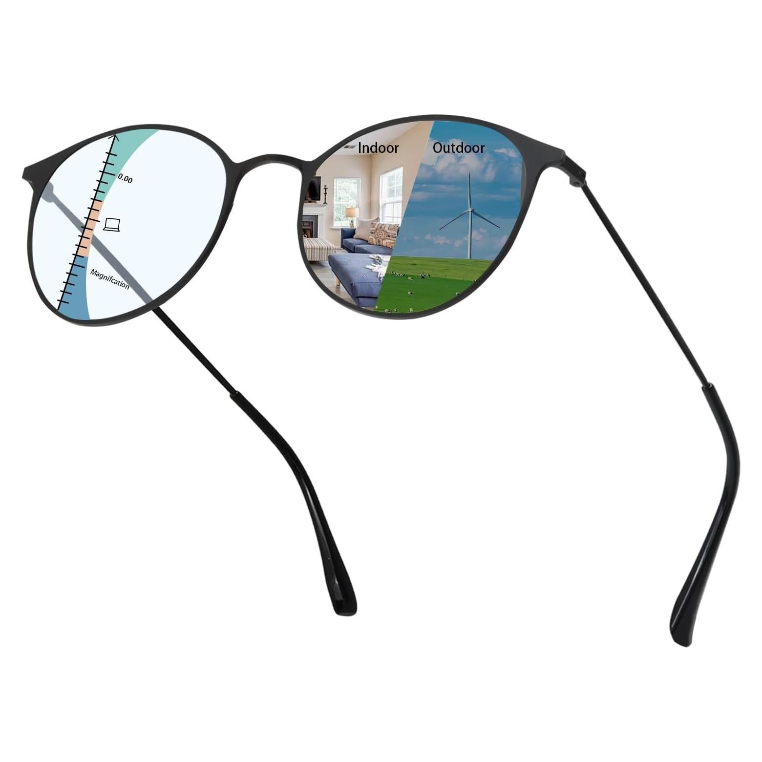 Gafas de lectura progresivas fotochromáticas 2.5x anti luz azul