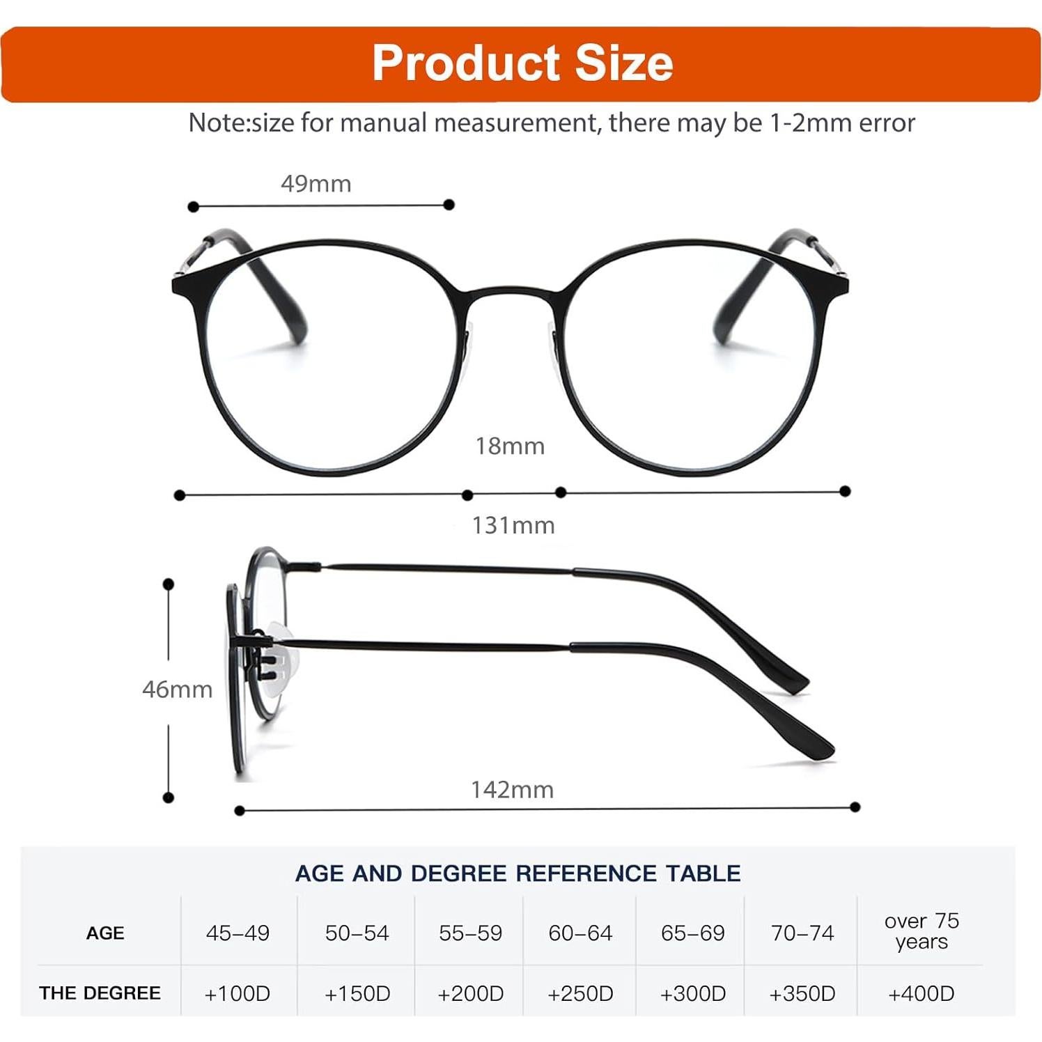 Gafas de lectura progresivas fotochromáticas 2.5x anti luz azul