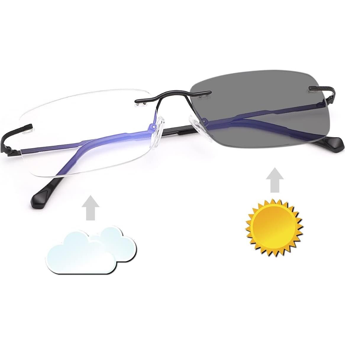 Gafas de lectura bifocales fotoquímicas UV400 Titanio 1.5x