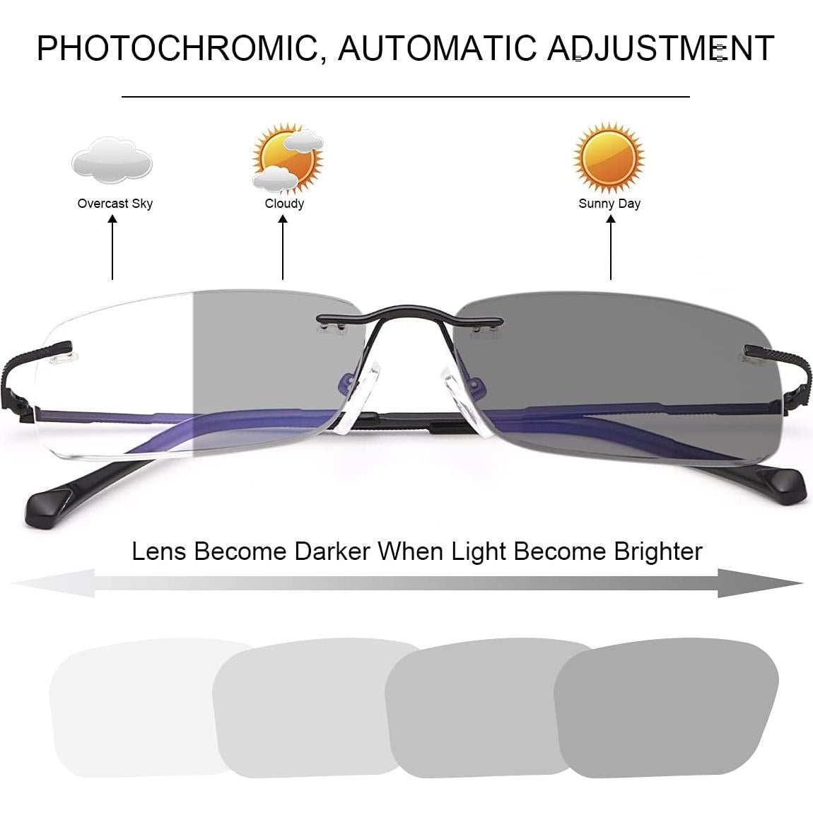 Gafas de lectura bifocales fotoquímicas UV400 Titanio 1.5x