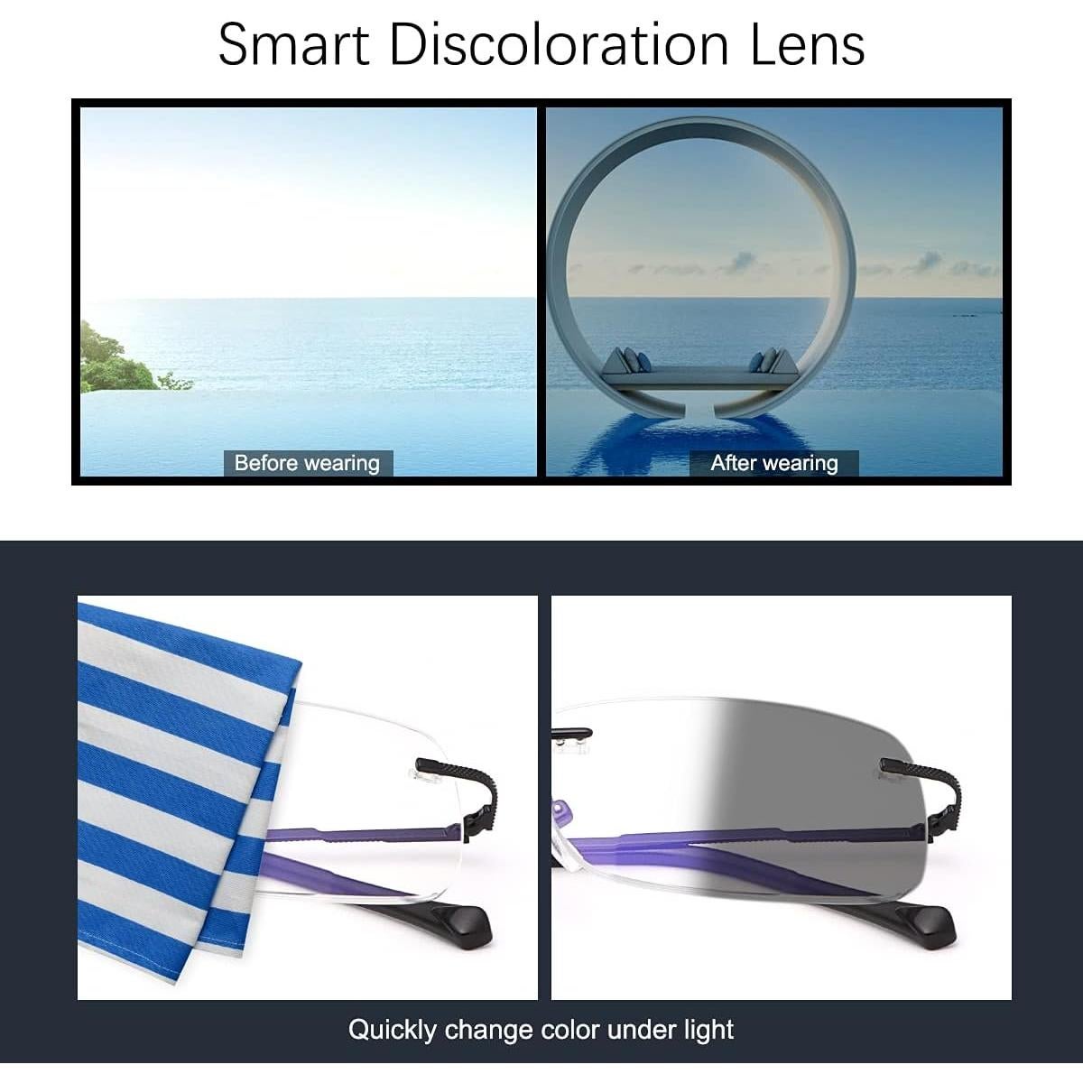 Gafas de lectura bifocales fotoquímicas UV400 Titanio 1.5x