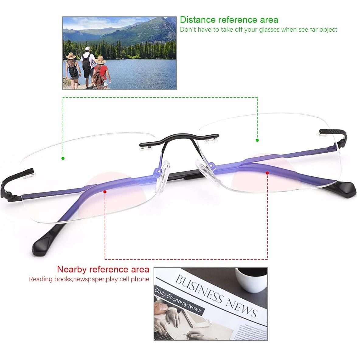 Gafas de lectura bifocales fotoquímicas UV400 Titanio 1.5x