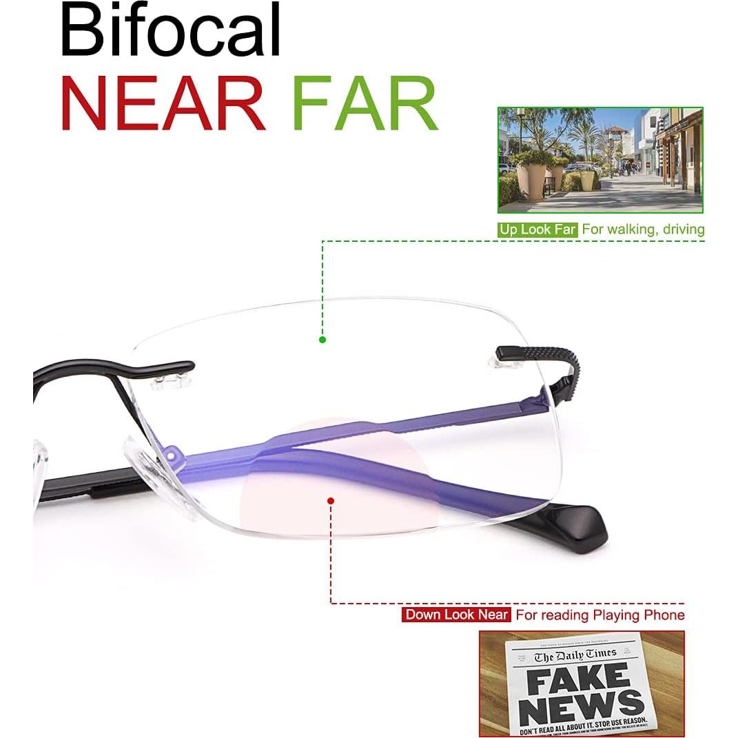 Gafas de lectura bifocales fotoquímicas UV400 Titanio 1.5x