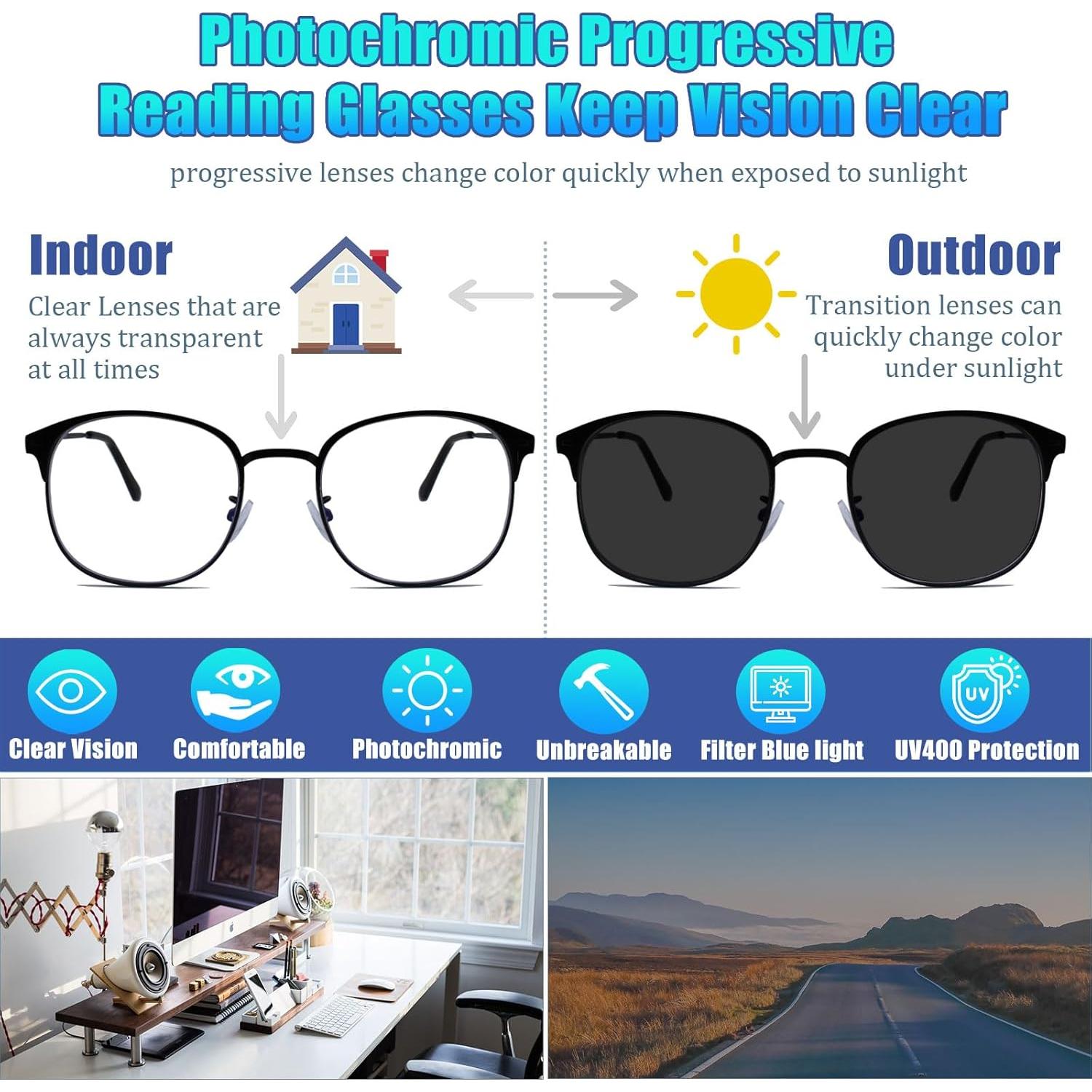 Gafas de lectura progresivas fotocromáticas marca X, 3.5x