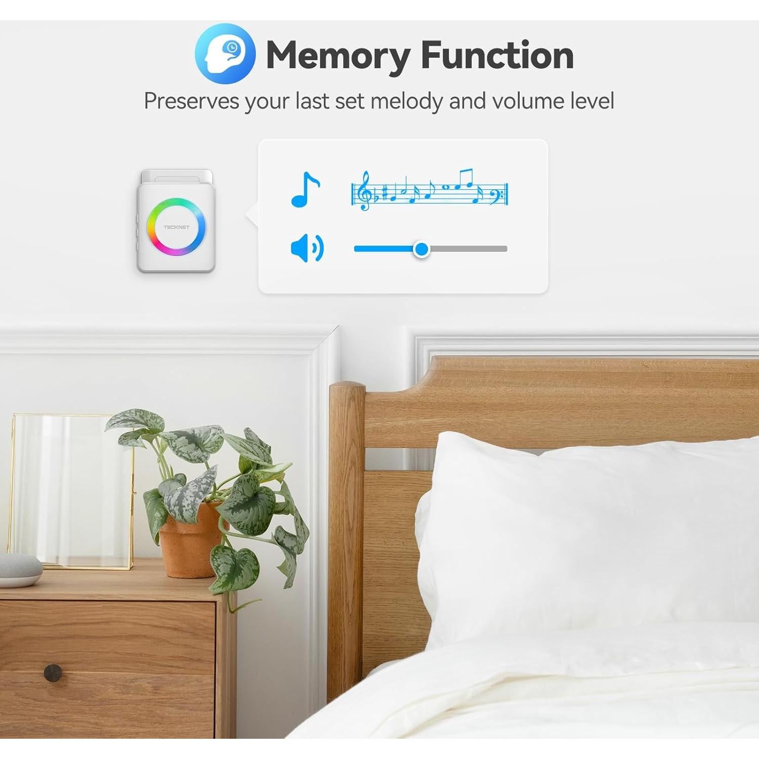 Timbre Inalámbrico TECKNET WA878, 60 Tonos, IP65, 120dB