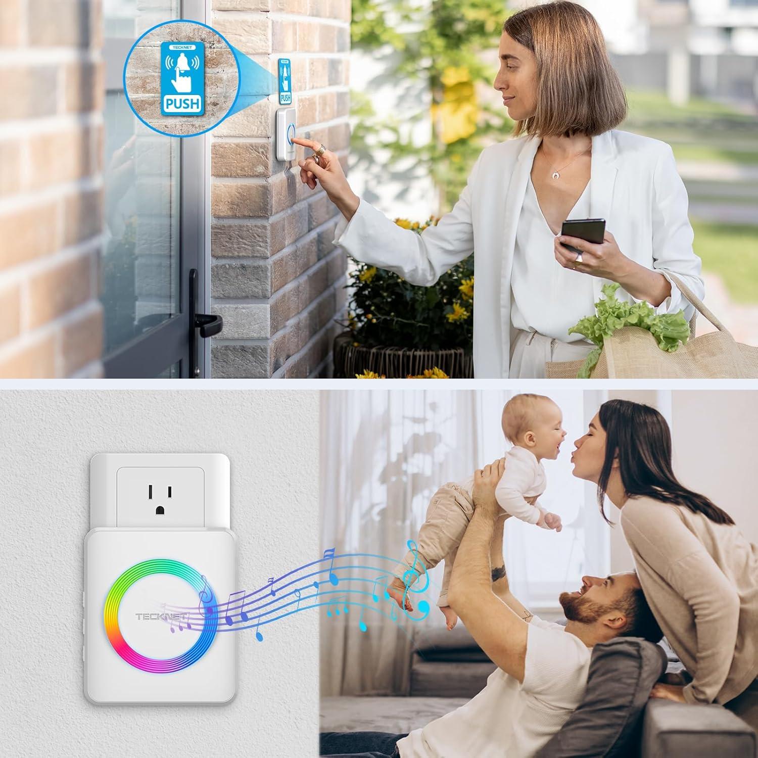 Timbre Inalámbrico TECKNET WA878, 60 Tonos, IP65, 120dB