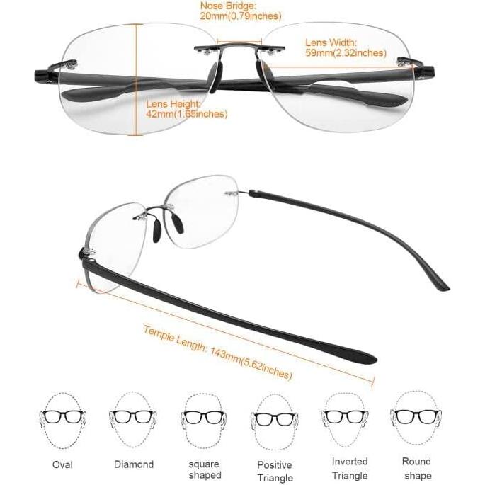 Gafas de Lectura Bifocales Fotoquímicas MIRYEA 1.0x UV