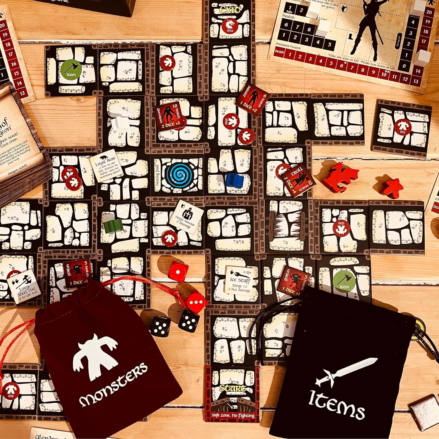 Bag of Dungeon–Fantasy Adventure Board Game for Families & RPG Fans | 1–4 Players, Ages 7+ | Classic Dungeon Crawler | Portable Tabletop RPG with Endless Replayability