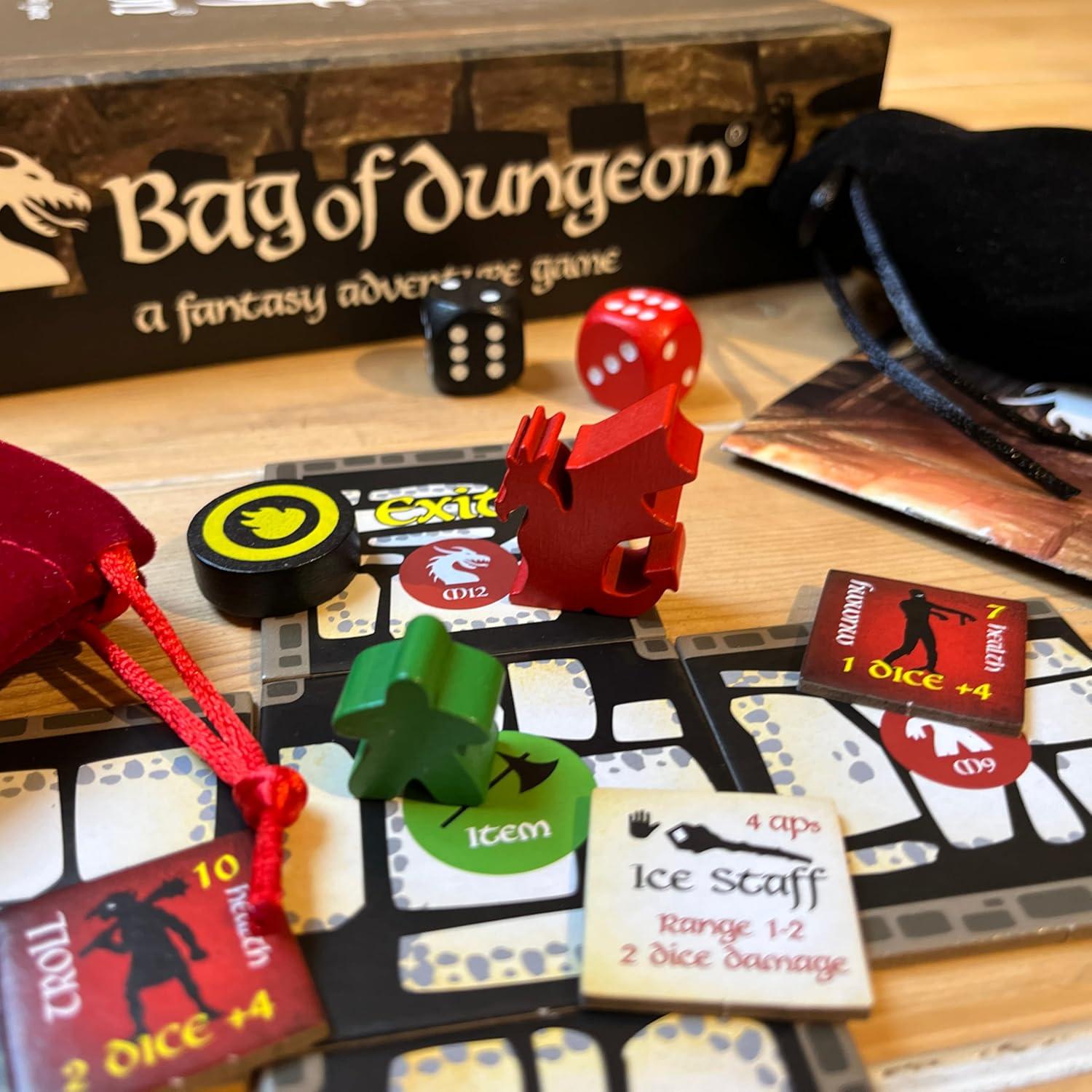 Bag of Dungeon–Fantasy Adventure Board Game for Families & RPG Fans | 1–4 Players, Ages 7+ | Classic Dungeon Crawler | Portable Tabletop RPG with Endless Replayability
