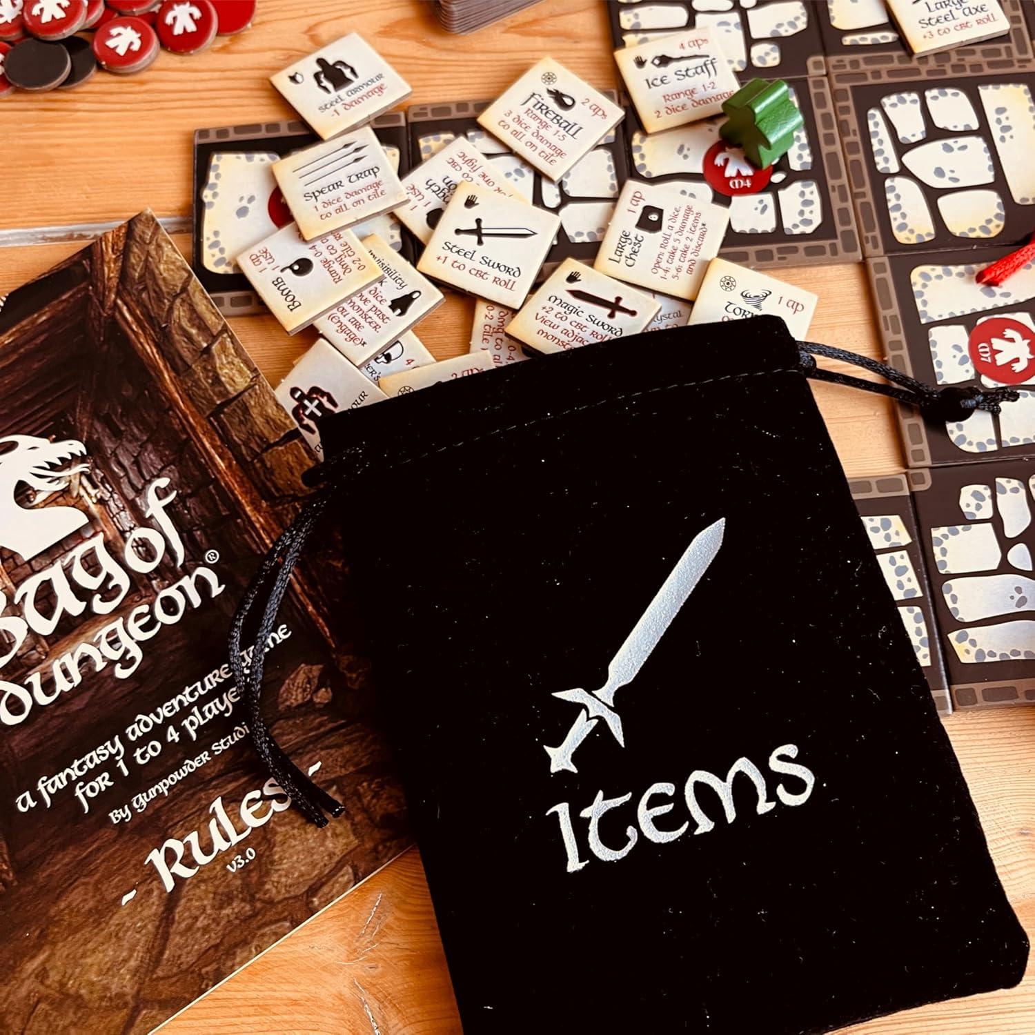 Bag of Dungeon–Fantasy Adventure Board Game for Families & RPG Fans | 1–4 Players, Ages 7+ | Classic Dungeon Crawler | Portable Tabletop RPG with Endless Replayability