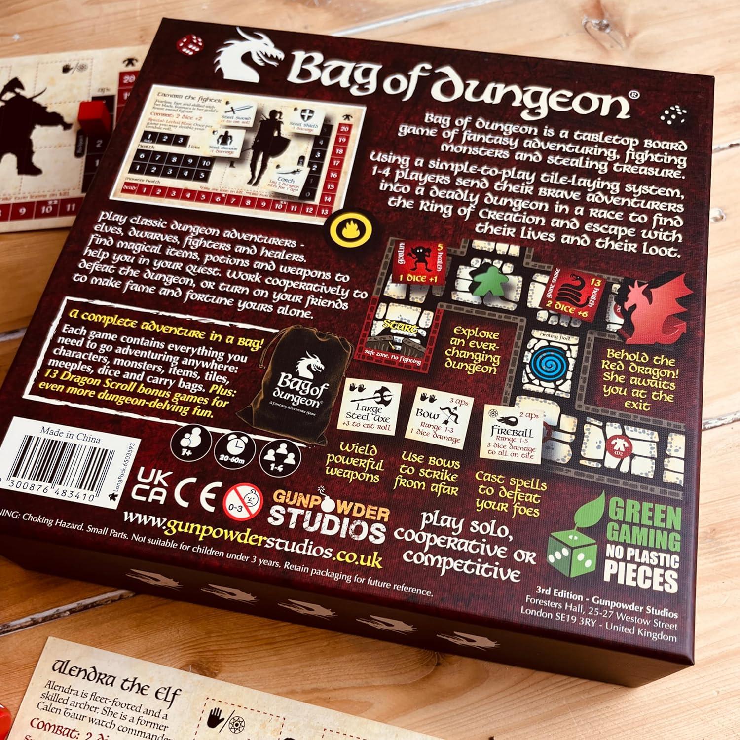 Bag of Dungeon–Fantasy Adventure Board Game for Families & RPG Fans | 1–4 Players, Ages 7+ | Classic Dungeon Crawler | Portable Tabletop RPG with Endless Replayability