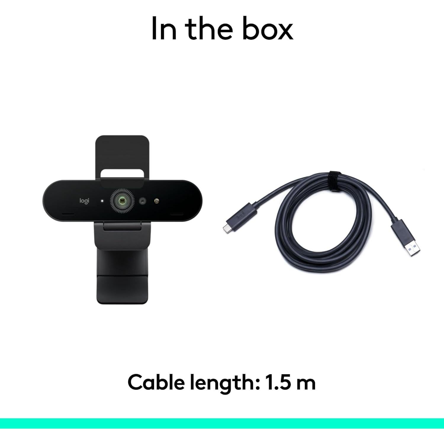 Webcam Logitech Brio PRO X 4K, Micrófono y HD, Negro