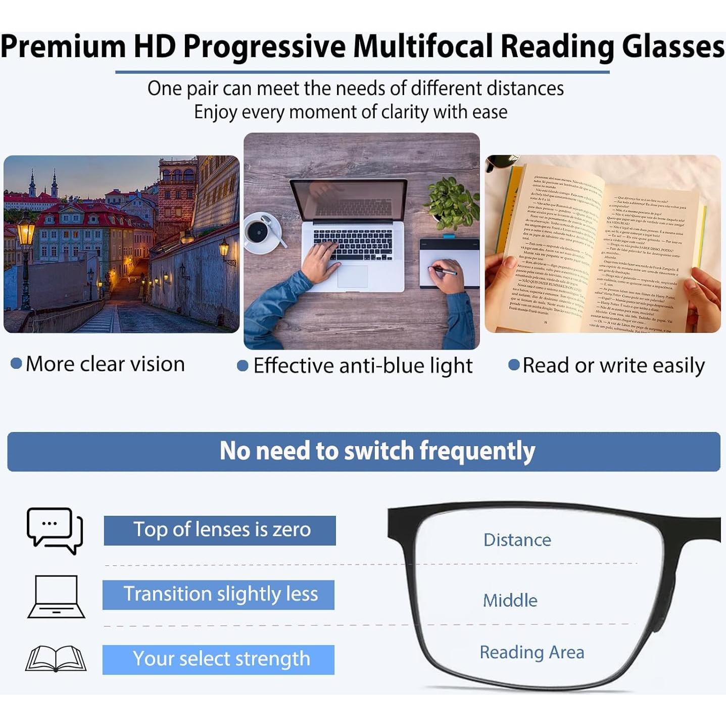 Gafas de lectura progresivas Myfeasy UV400 anti-luz azul