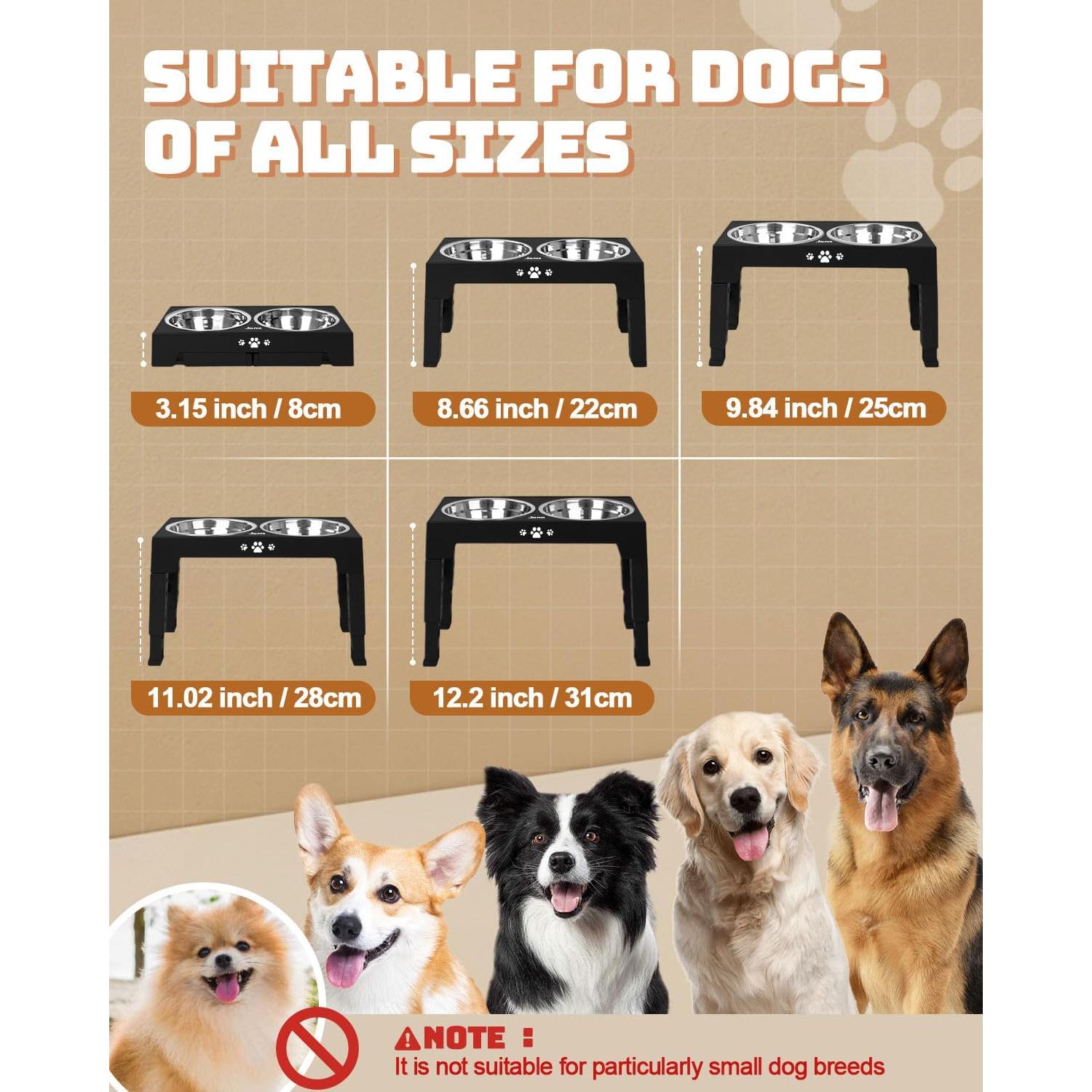 Cuencos Elevados para Perros Jovrun con 2 Platos Inoxidable