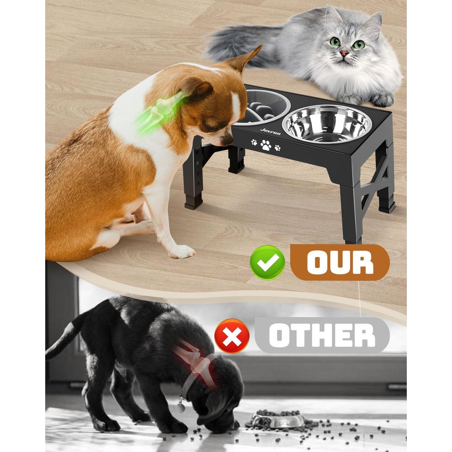 Cuencos Elevados para Perros Jovrun con 2 Platos Inoxidable