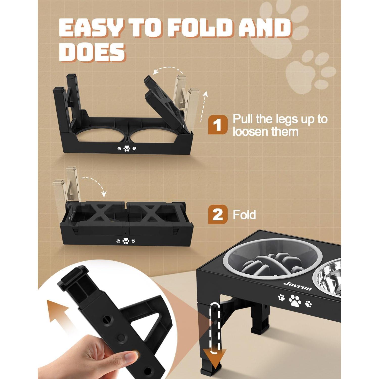 Cuencos Elevados para Perros Jovrun con 2 Platos Inoxidable