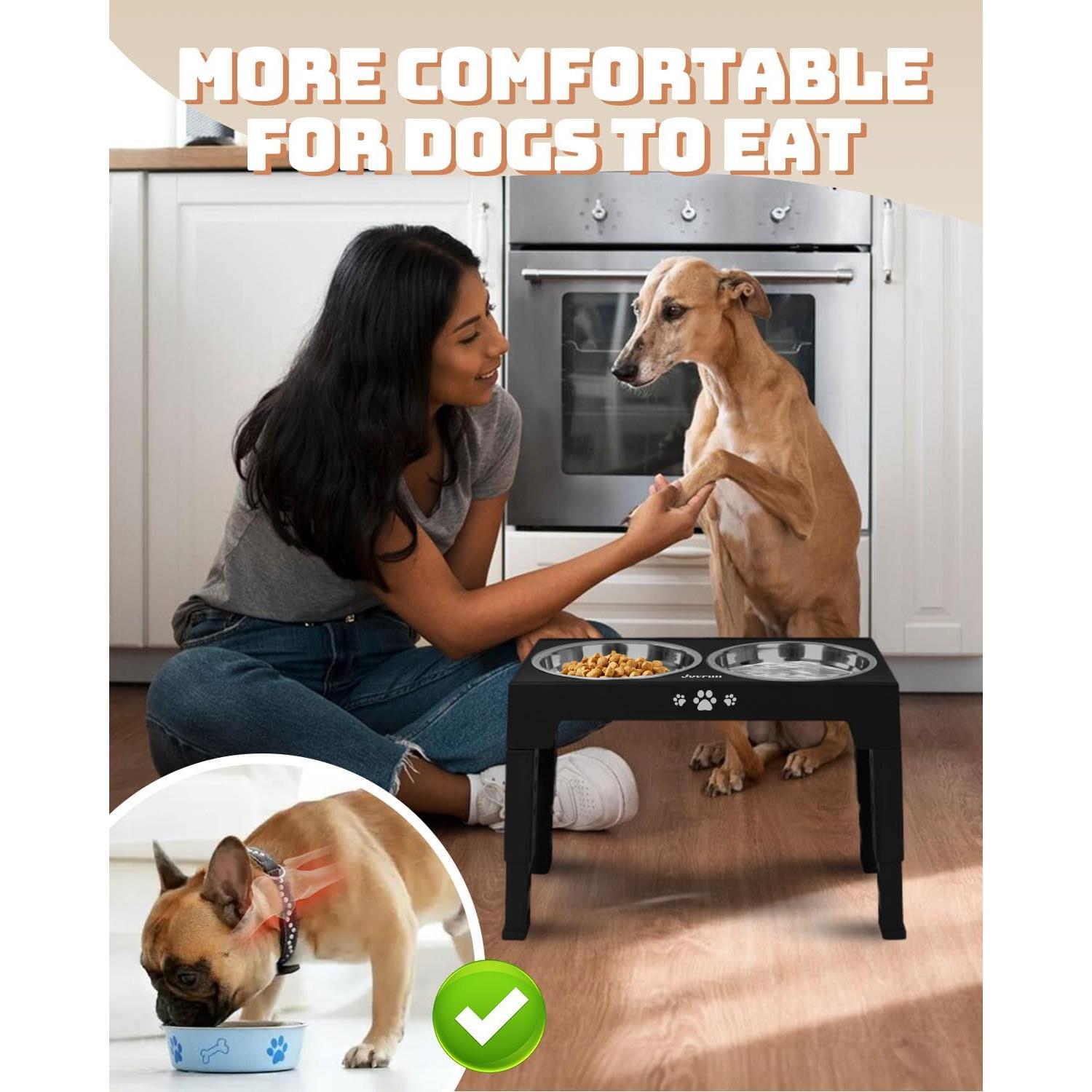 Cuencos Elevados para Perros Jovrun con 2 Platos Inoxidable