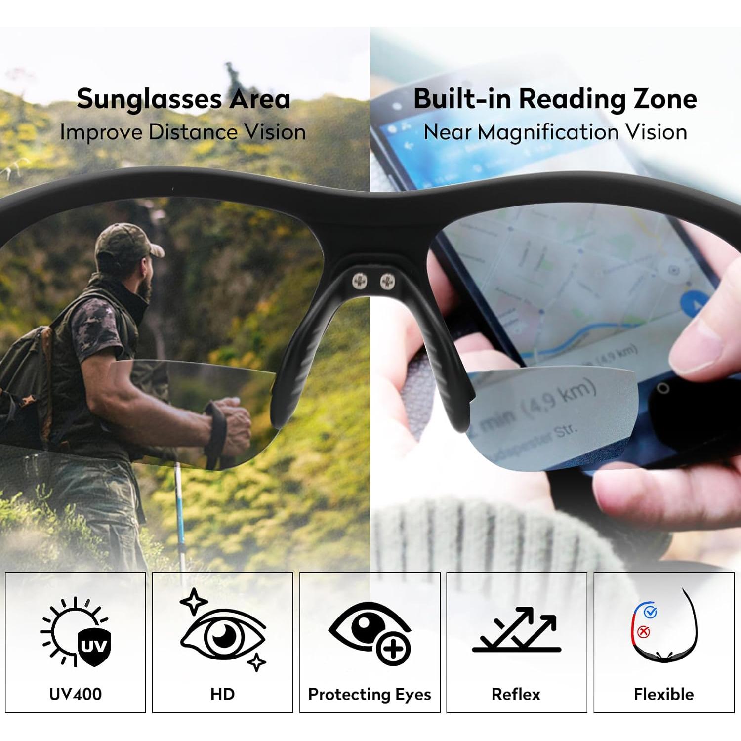 Gafas de sol bifocales SKYOLUY 2.5x UV400 para deportes