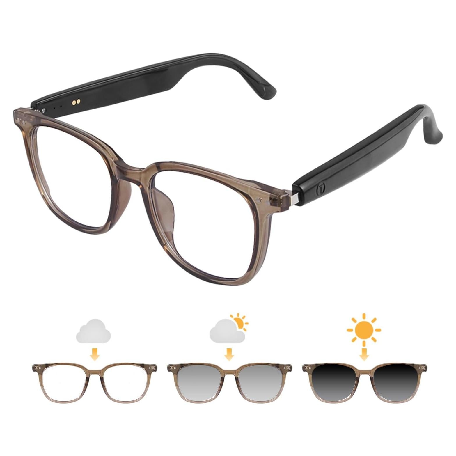 Gafas Inteligentes Bluetooth GS07 Marrón con Audio y Luz Azul