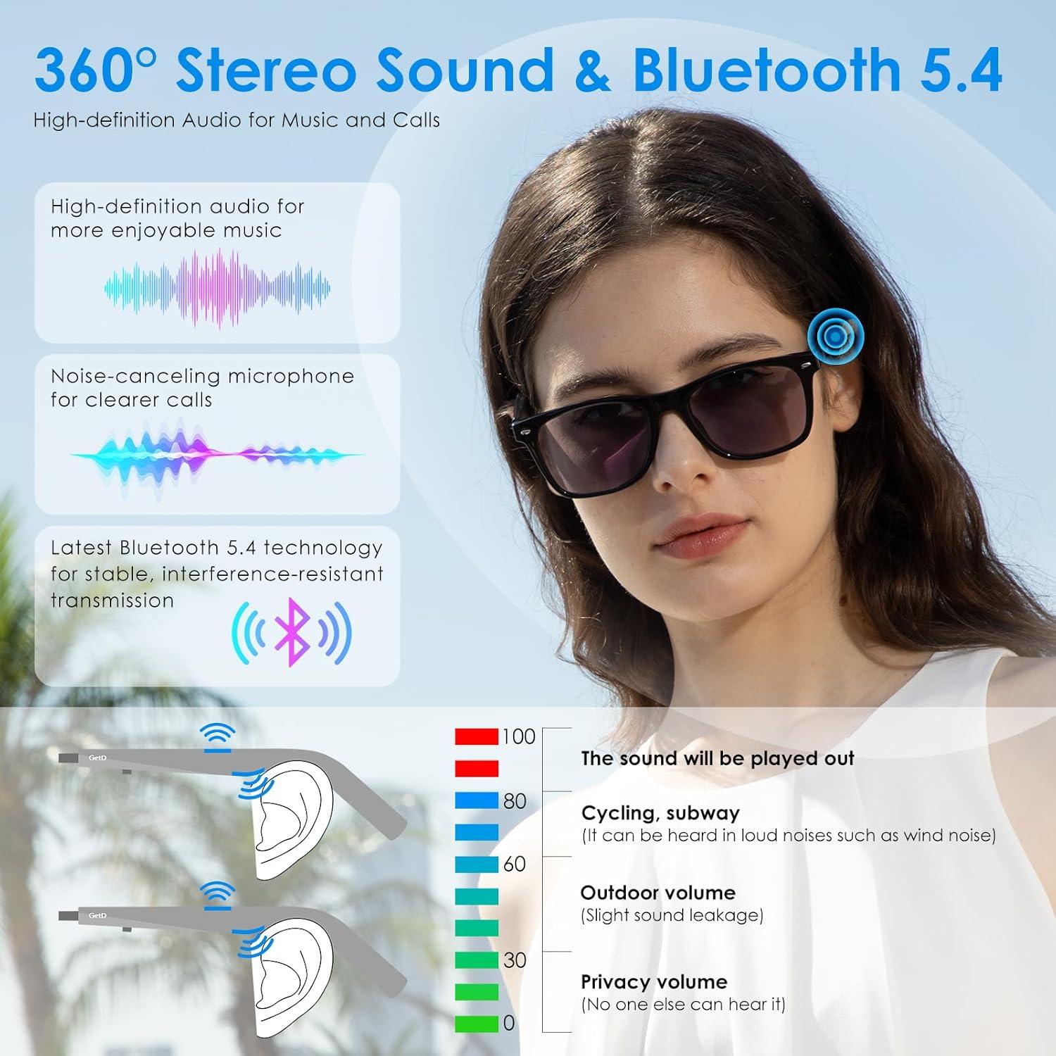 Gafas de sol inteligentes GetD con Bluetooth y UV400