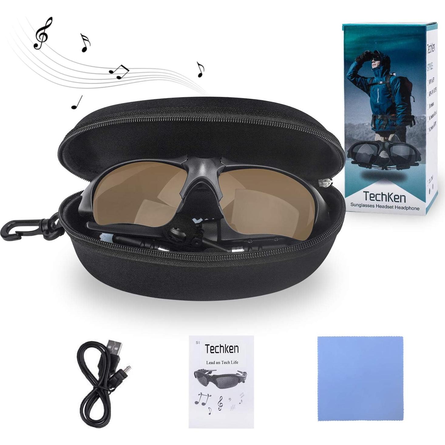 Auriculares Bluetooth TechKen con gafas de sol plegables
