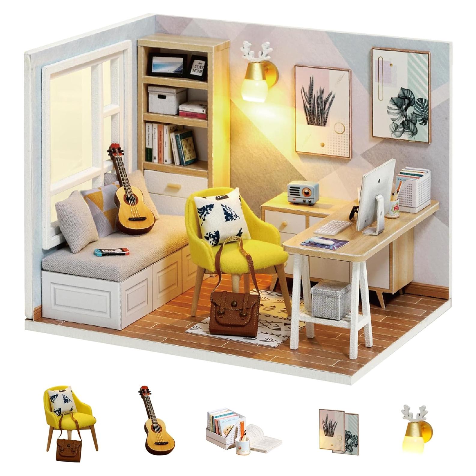 Kit Casa de Muñecas Flever Estudio Soleado DIY con Muebles