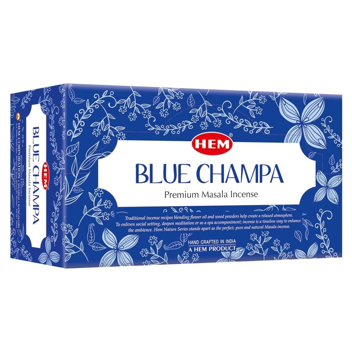 Incienso HEM Blue Champa - Set de 12 Palitos Aromáticos 357g