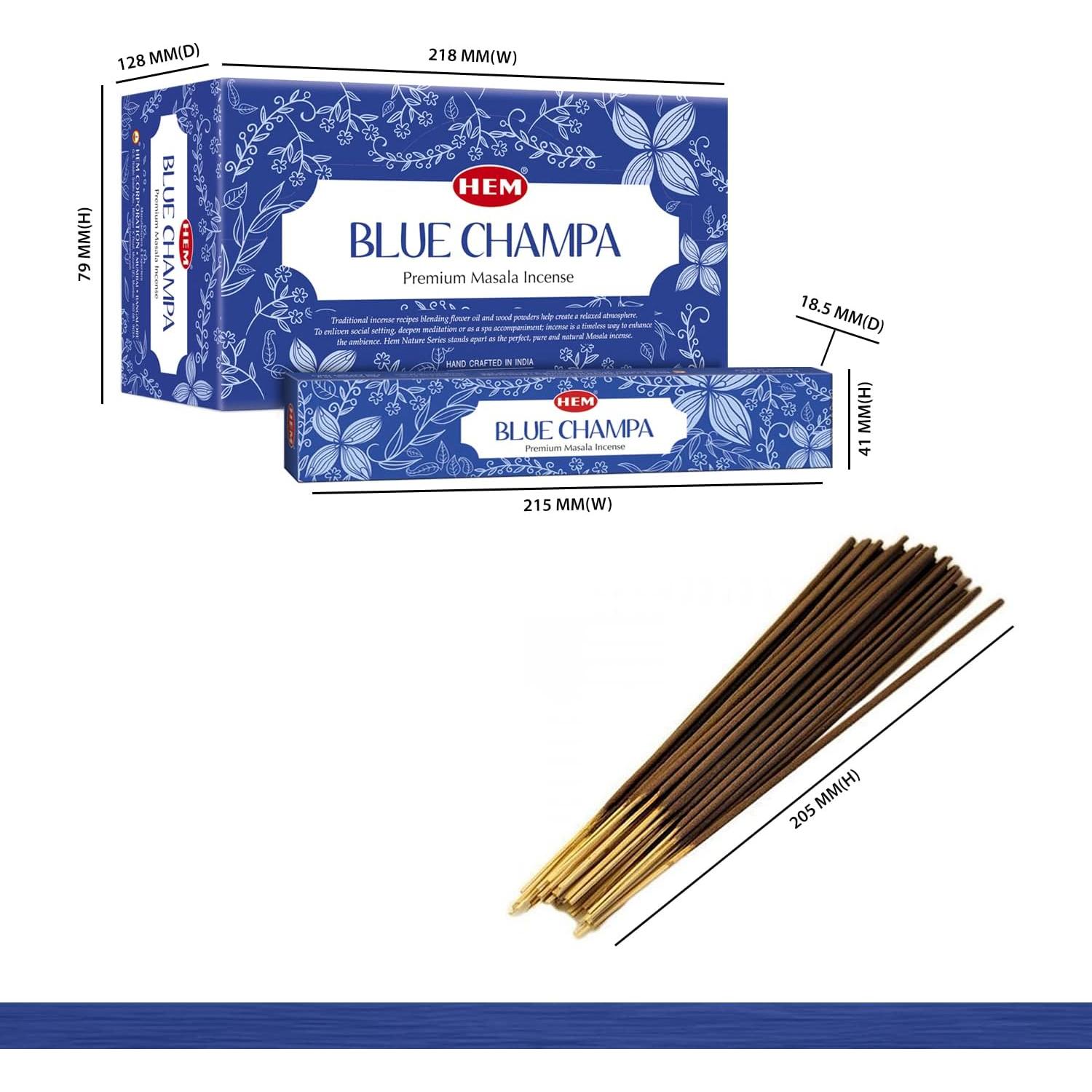 Incienso HEM Blue Champa - Set de 12 Palitos Aromáticos 357g