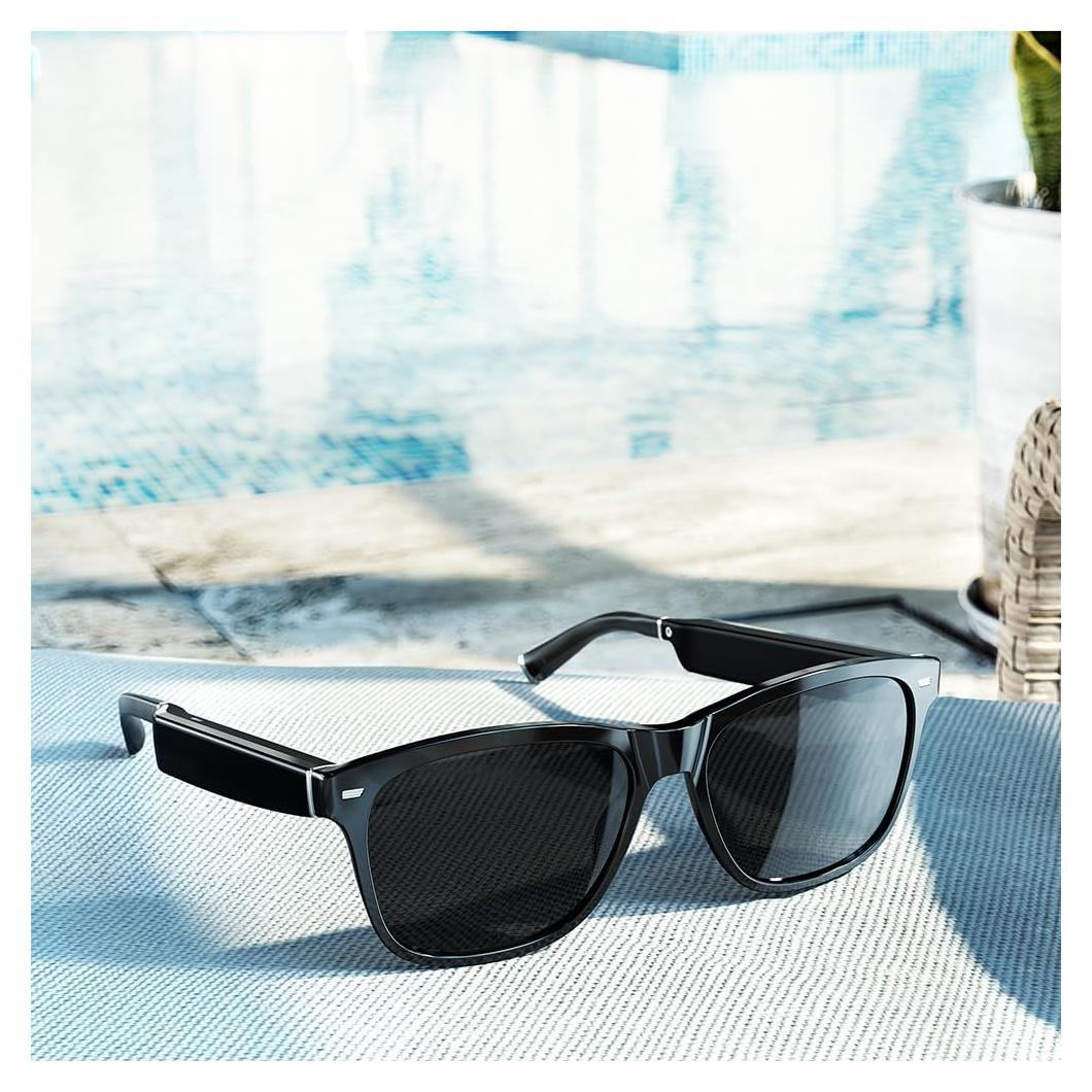 Amazon Echo Frames, an Alexa device (newest model), Smart glasses with Alexa, Square frames in Classic Black with polarized sunglass lenses