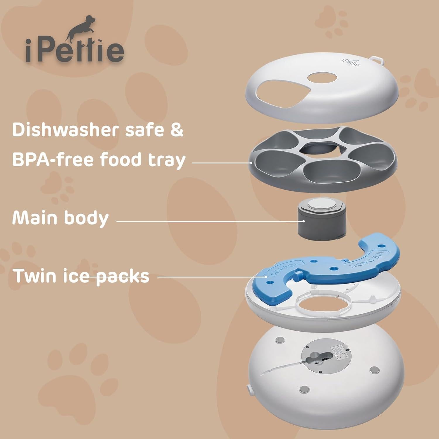 Alimentador Automático iPettie IP-FD-C01WTA 6 Comidas 2,39 kg