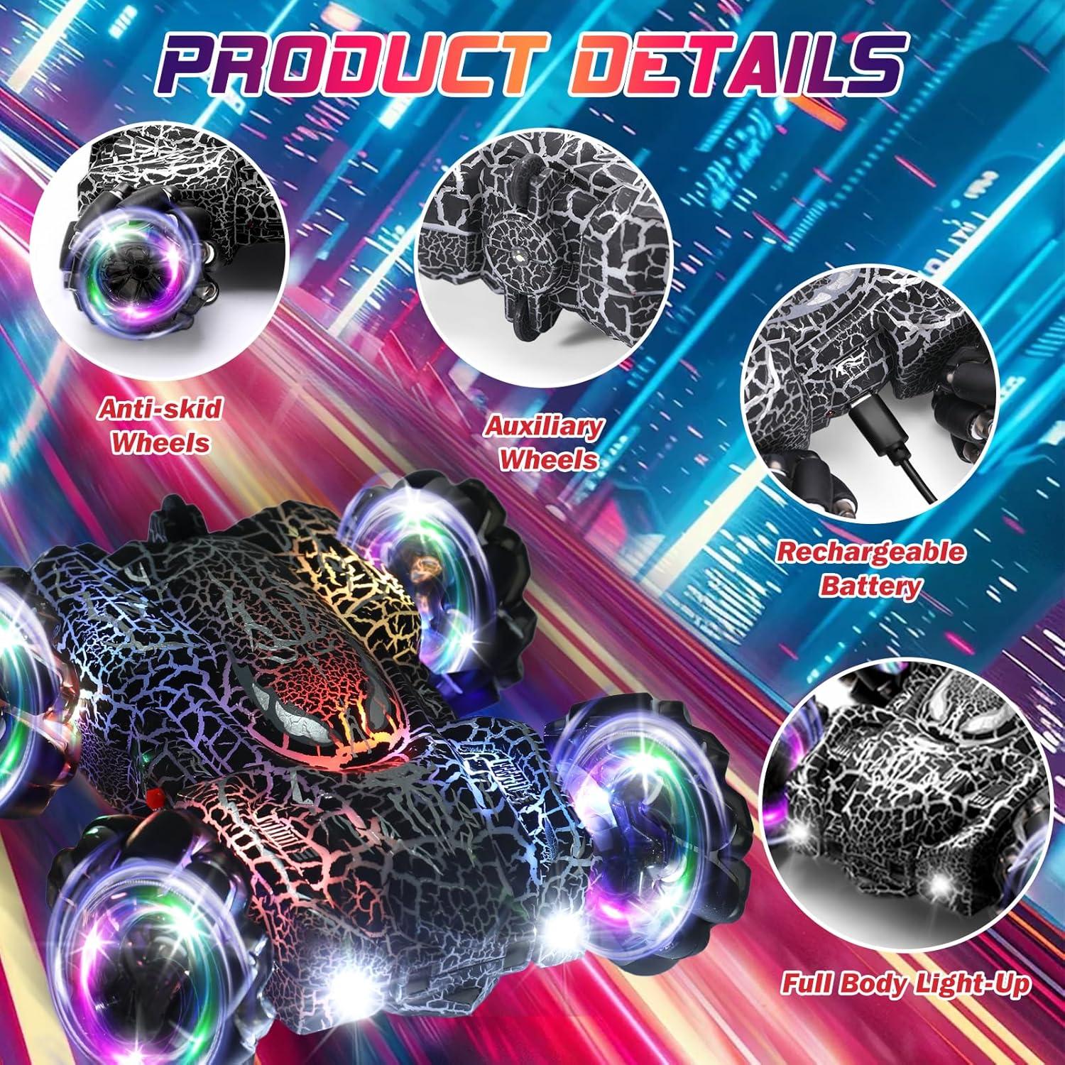 Coche RC Acrobático Control Gestual 360° Negro 0.56 kg