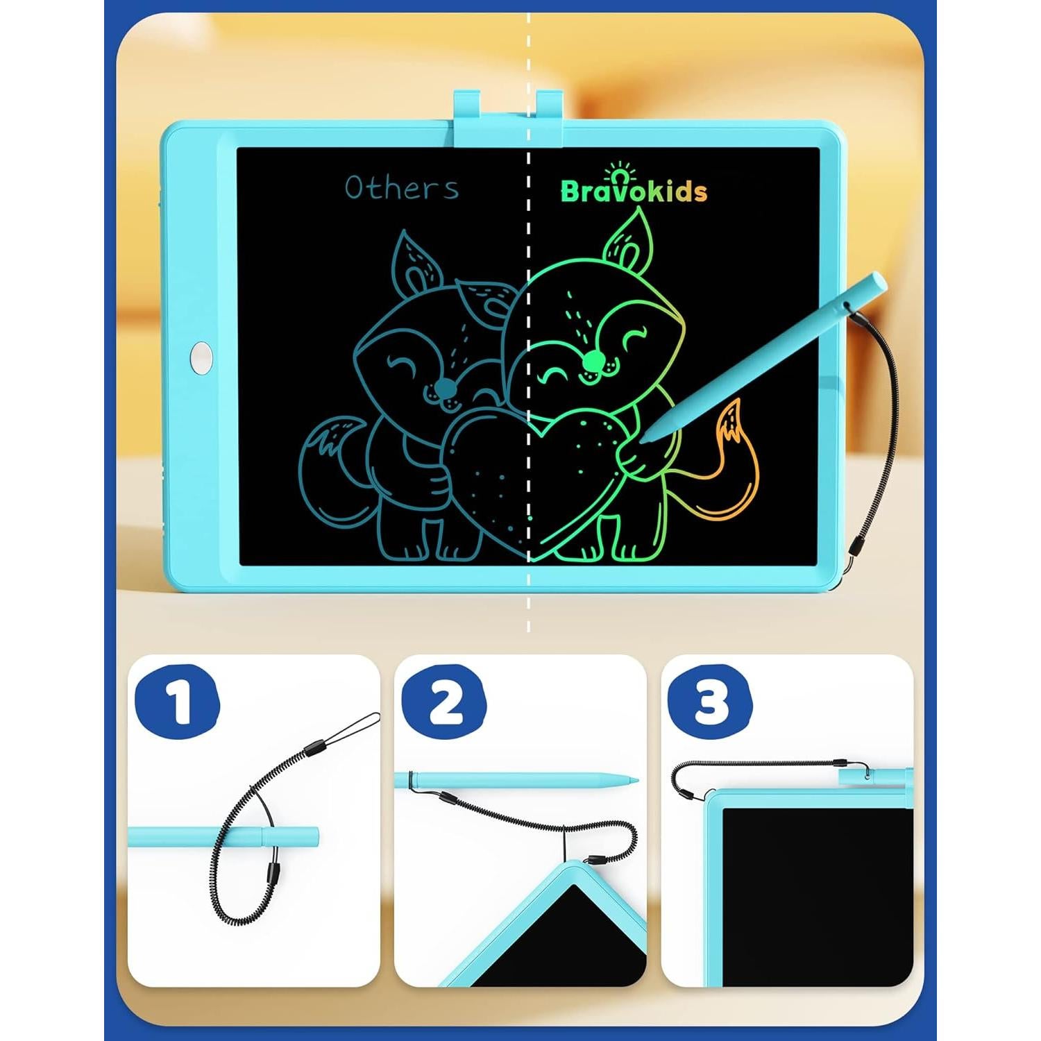 Bravokids Tableta de Escritura LCD 10" Azul para Niños