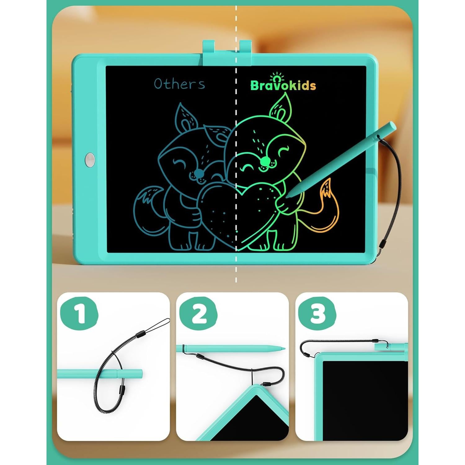 Bravokids Tableta de Escritura LCD 25.4 cm Verde para Niños