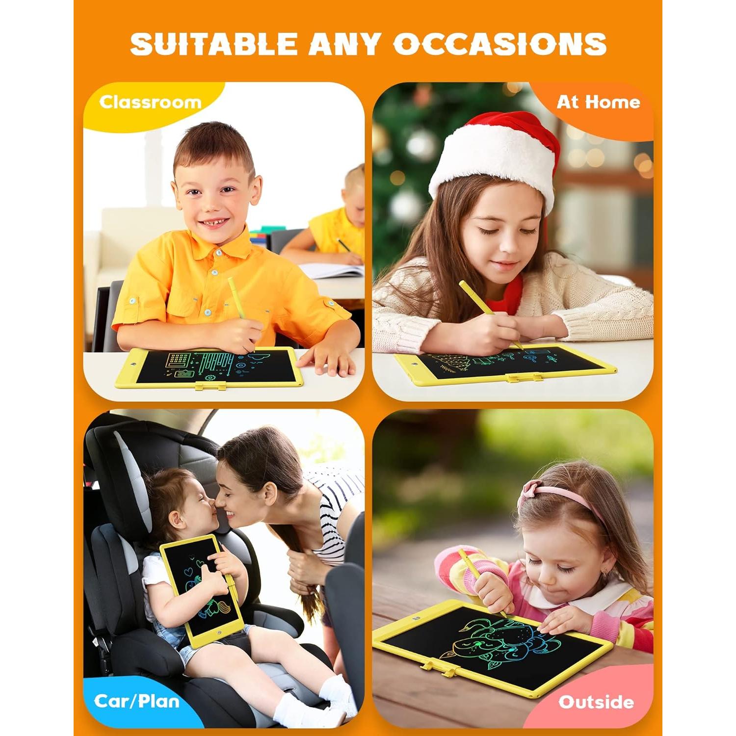 Tableta de Escritura LCD Bravokids 10" Amarillo para Niños